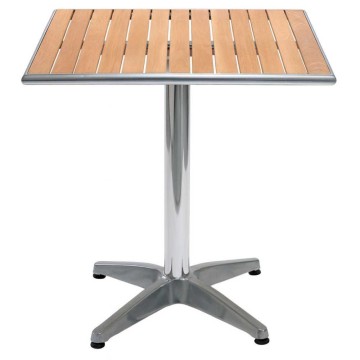 Tavolo bar quadrato cm.70x70xh72 tavolino acciaio inox e poliwood waterproof per esterni per arredo ristoranti giardini 40380WF