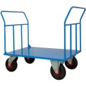 Carrello pianale due sponde 4 ruote pneumatiche per terreni accidentati cm120x80x111 kg500 per trasporto cartoni sacchi 16F2SP-3
