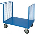 Carrello a pianale a due sponde in rete cm.90x60x80 a 4 ruote kg.350 movimentare pacchi cartoni trasporto in aziende 58F2S-1