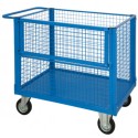 Carrello contenitore in rete una sponda ribaltabile 90x60x80 4 ruote kg.350 trasporto sacchi sfusi imballati in magazzini 42F-C1