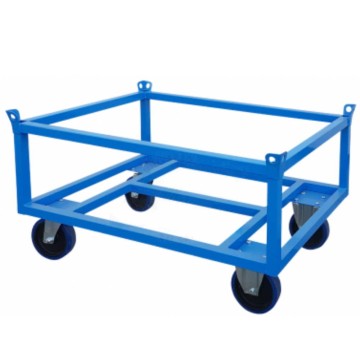 Carrello alto portapallet per movimentazione europallet a spinta su ruote blu d.200 mm.1255x855x710h. Portata Kg.1000 Mod. 410AF