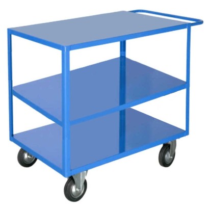 Carrello 3 ripiani in ferro lisci cm90x60xh90 PKg.300 per movimentazione in uffici aziende officine magazzini laboratori 40F3-2