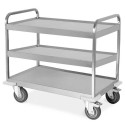Carrello acciaio inox 3 ripiani con bordo cm.108x61xh96 Kg.500 trasporto pesante in alberghi mense laboratori ospedali 1570-3PVF