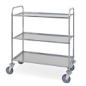 Carrello acciaio inox 3 piani a vasca asportabili cm.98x51xh.110 Kg.60 per trasporto in alberghi mense laboratori ospedali 1524F