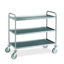 Carrello di servizio acciaio inox 3 piani smontabili cm109x59x95 Kg120 portavivande alberghi mense laboratori ospedali bar 1405F
