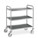 Carrello a 3 piani inox per servizio portavivande cm.89x59xh.95 Kg.120 per ristorazione alberghi mense ospedali catering 1405CF