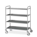 Carrello di servizio portavivande 4 piani inox Kg.120 per ristorazione cucine mense laboratori ospedali catering alberghi 1412F