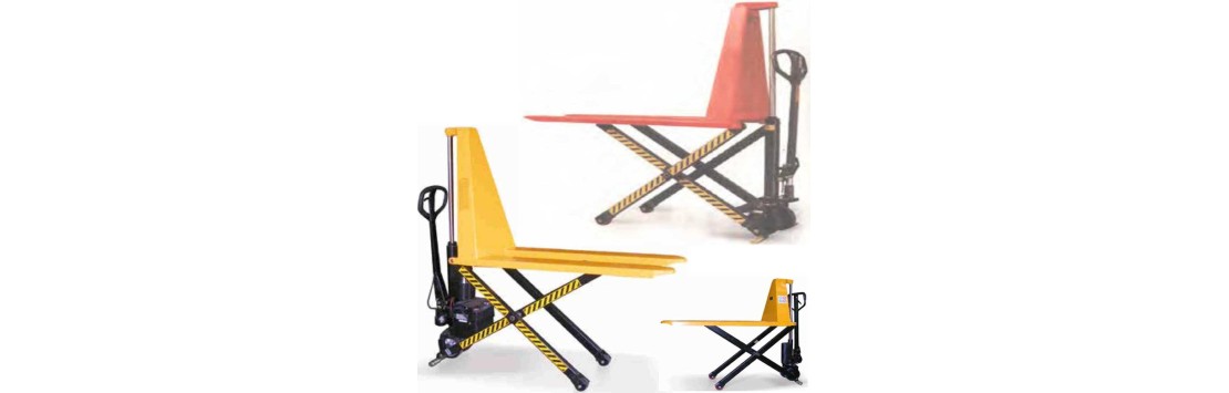 Transpallets sollevatori grande alzata manuali o elettrici a pantografo